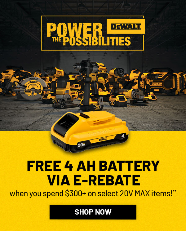 Free DEWALT 20V MAX 4.0 Ah Battery Deal Starts Today CPO Outlets